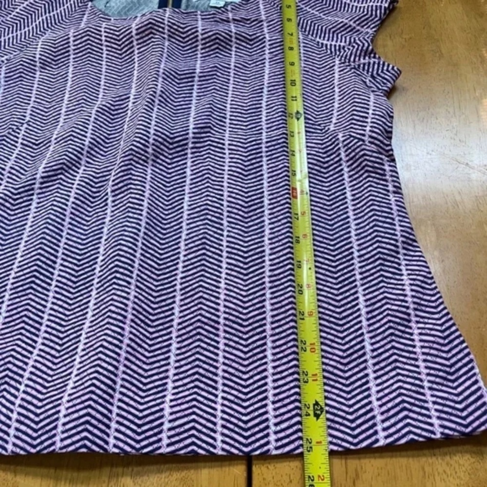 Southern Tide Pink Navy Crop Top Blouse Shirt Cotton Cap Sleeve Back Zip, Size L - Picture 10 of 12